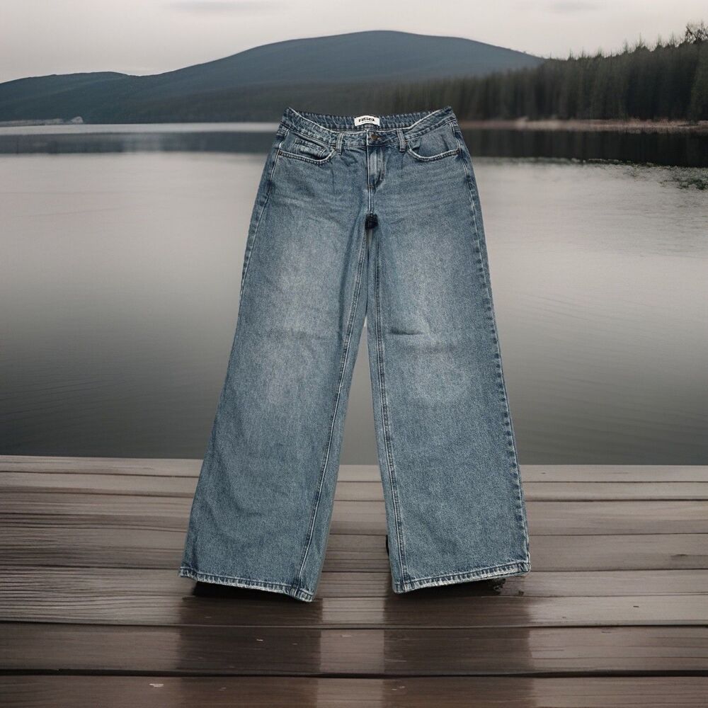 Wide Leg Low Rise Light Blue Women's Jeans